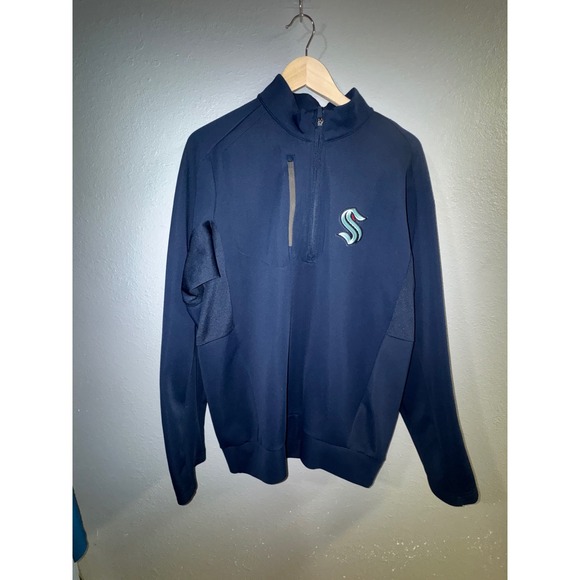 Antigua Other - Antigua Seattle Kraken NHL Mens Large Navy Blue‎ Quarter Zip Pullover Jacket